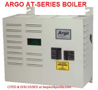 Argo AT Electric boiler cited & discussed at InspectApedia.com