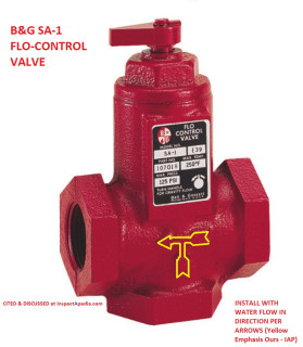 B&G Straight S-Valve Flo-Control valve at InspectApedia.com