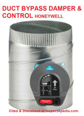 Honeywell bypass damper & conrol cited & discussed at InspectApedia.com