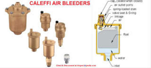 Caleffi air vents air bleeders cited & discusse at InspectApedia.com
