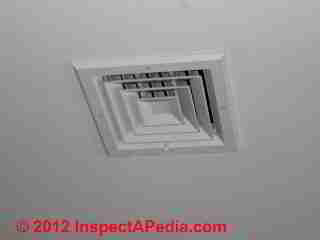 Ceiling air supply register for heating or air conditioning (C) D Friedman