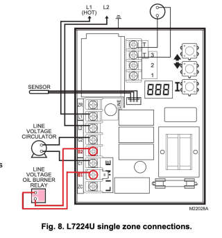 Honeywell L7224U Aquastate B1 B2 Terminals Location (C) Inspectapdia.com