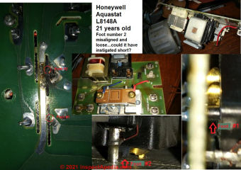 Honeywell L8148A Aquastat circuit board repair (C) InspectApedia.com Denys