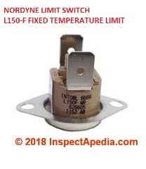 Nordyne Limit Switch L150F at InspectApedia.com