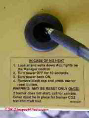 Reset switch on Energy Kinetics Oil Boiler (C) D Friedman