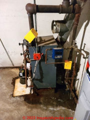 Leaky steam boiler: damage assessment procedure decides if the boiler should and can be repaired (C) Daniel Friedman at InspectApedia.com