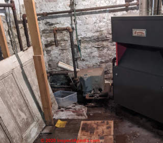Steam boiler condensate return system leak diagnosis and repair in Poughkeepsie (C) InspectApedia.com Patricia
