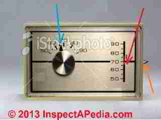 Wall thermostat setting accuracy (C) InspectApedia & KP