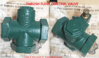 Thrush flow control valve on a hot water heating system - manual & instructions are at InspectApedia.com