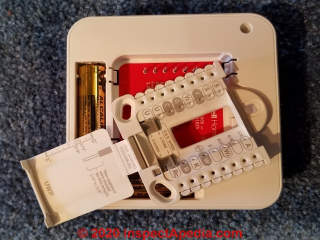 Honeywell ProSeries thermostat wiring connections (C) Daniel Friedman at InspectApedia.com