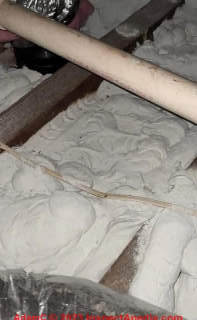 Foam insulationg that crumbles easily may be UFFI - (C) InspectApedia.com Adam C