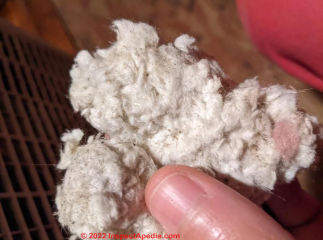 Mineral wool insulation identified (C) InspectApedia.com Ian