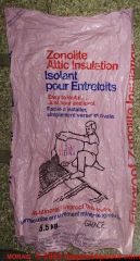 Plastic bag used to package Zonolite Vermiculite insulation - (C) InspectApedia.com Morais