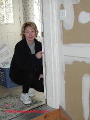 Animal stains and damage at a doorway (C) D Friedman