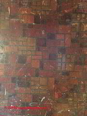 Red brick pattern flooring without asbestos (C) InspectApedia PC