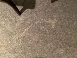 Streaks or dribble stains on carpets (C) InspectApedia.com