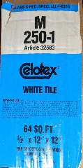 Celotex M250-1 12x12-inch ceilign tiles from 1982 are probably a non-asbestos fiberboard product but ? (C) InspectApedia.com Victor