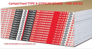 CertainTeed Type-X fire-rated gypsum board or drywall does not contain asbestos - cited & discussed at InspectApedia.com