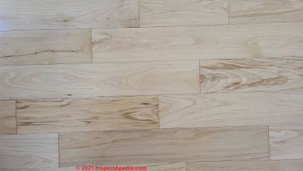 Birch wood flooring, pre-finished (C) Daniel Friedman at InspectApedia.com