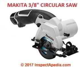 Makita cordless circular saw used in flooring repairs by D Friedman (C) InspectApedia.com