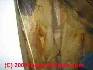 UFFI insulation oozing out in a  basement (C) Daniel Friedman