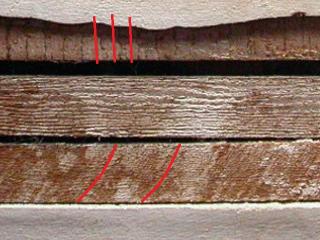 Wood lath cut on two different saws (C) Daniel Friedman