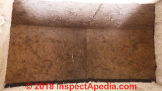 White spray sealant incompletely applied at an HVAC air duct in Florida (C) InspectApedia.com reader LT