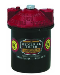 General heating oil filter canister Model 1A-25B that uses the 1A-30 oil filter (C) InspectApedia.com