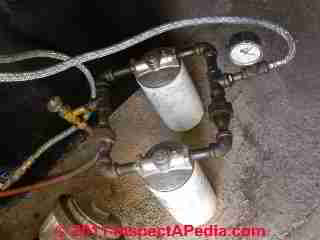 Duplexed oil filters © D Friedman at InspectApedia.com 