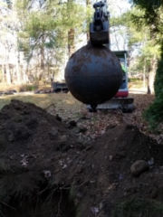 Spherical buried oil tank found by home inspector David Grudzinski (C) InspectApedia.com Grudzinski