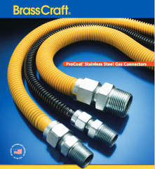 BrassCraft ProCoat stainless steel gas connectors approved for both indoor and outdoor use  - cited & discussed at InspectApedia.com