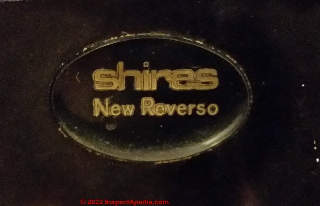 Shires New Reverso toilet logo - UK toilet identification (C) Daniel Friedman at InspectApedia.com