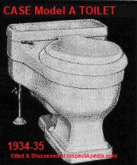 Case Model A toilet from 1934-35 cited & discussed at Inspectapedia.com
