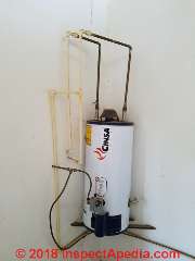 Cinsa LP gas water heater in Uruapan, Mexico (C) Daniel Friedman at InspectApedia.com