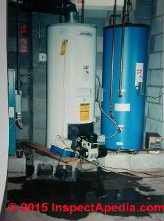 Leaks at indirect fired water heater and conventional water heater (C) Daniel Friedman