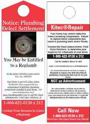 Kitec piping class action notice