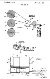 Stick on insulating pipe wrap, Reynolds Patent  US 3,616,123  (C) InspectApedia.com 2021