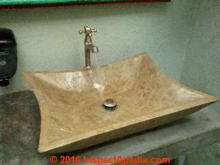 Cultured stone or cultured marble lavoratory sink (C) InspectApedia.com Daniel Friedman