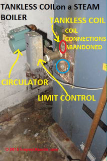 Limit switch on indirect water heater mounted on steam boiler (C) Daniel Friedman