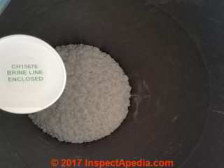 Water softener brine salt tank with initial salt installed (C) Daniel Friedman