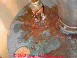 Corrosion & leaks at water heater piping & connections (C) Daniel Friedman