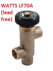 Watts LF70A lead free mixing valve at InspectApedia.com