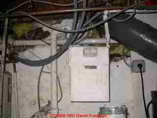 Photograph of  this obsolete natural gas meter located indoors