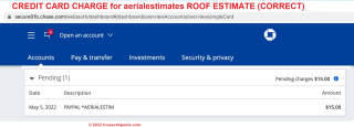 Aerial estimate of roof area charge report (C) InspectApedia.com