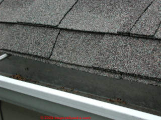 Example of too much asphalt shingle overhang on a roof (C) Daniel Friedman