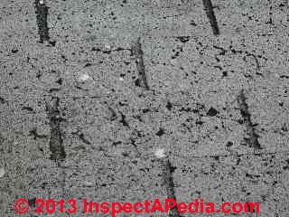 Worn asphalt shingle cracking and granule loss (C) Daniel Friedman