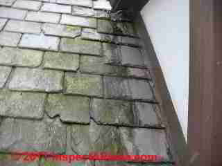 Photos of green roofing slate, probably from Vermont
