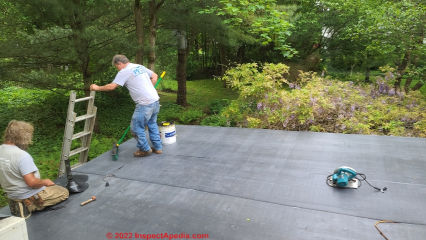 Membrane (EPDM) roof replacement job - PJ Exteriors, Poughkeepsie, NY (C) Daniel Friedman at InspectApedia.com