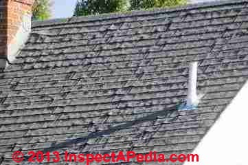 Fishmouth shingles appearing in a ladder pattern on a Poughkeepsie NY roof (C) Daniel Friedman