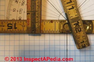 Read folding ruler scale corresponding to set roof angle or slope (C) Daniel Friedman